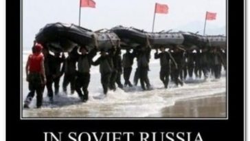 In Soviet Russia Boat Ride Funny Army Meme Image