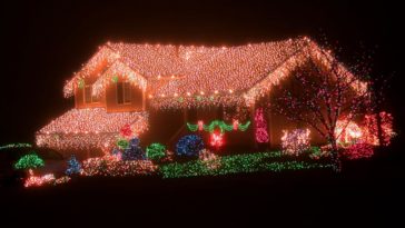 Outdoor Christmas Roof Fully Decorated Idea in Picture